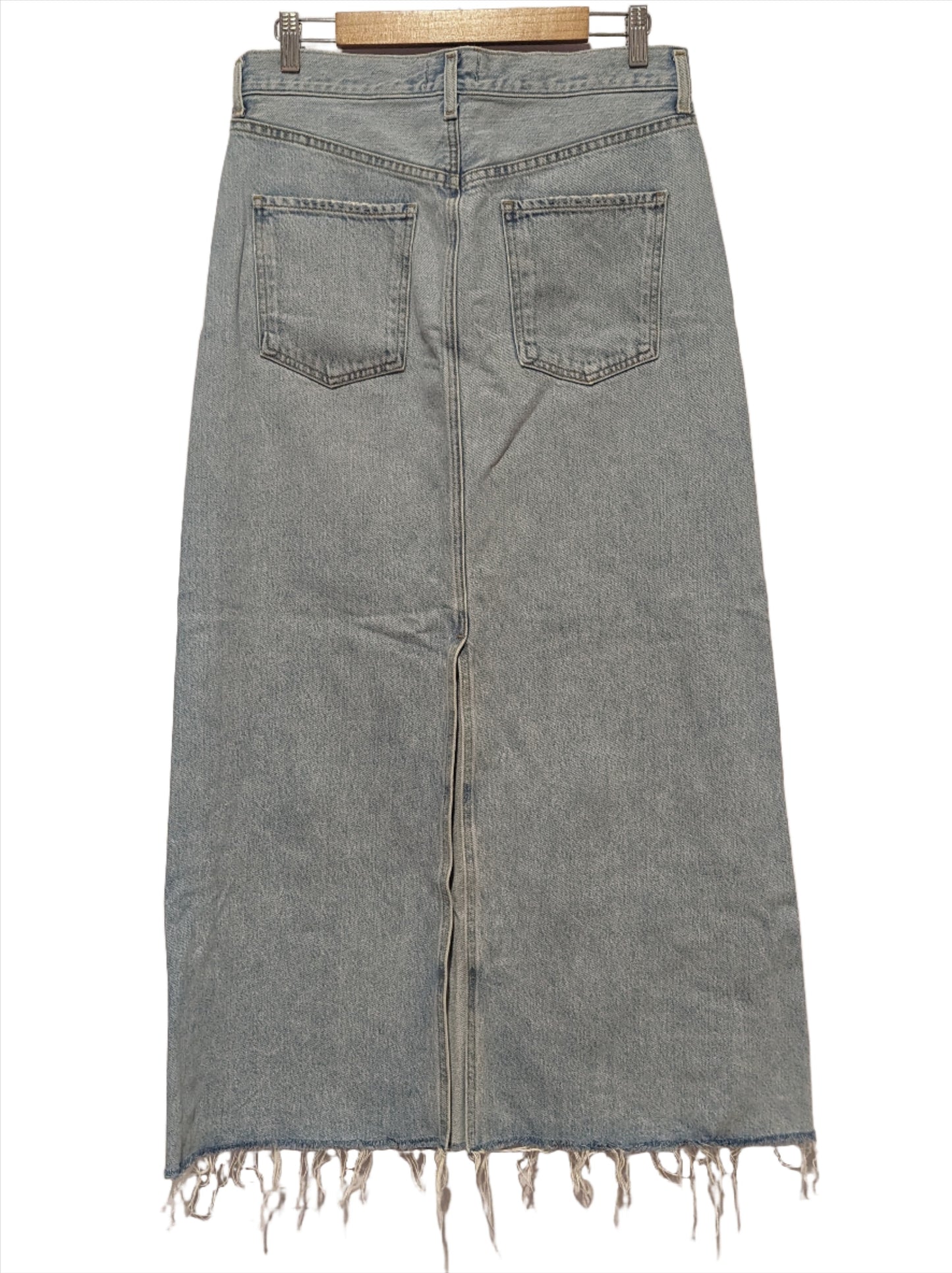 Hilla Frayed Organic Denim Maxi Skirt